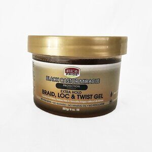 Africa Pride Black Castor Miracle Extra Hold Braid Twist Gel 8oz